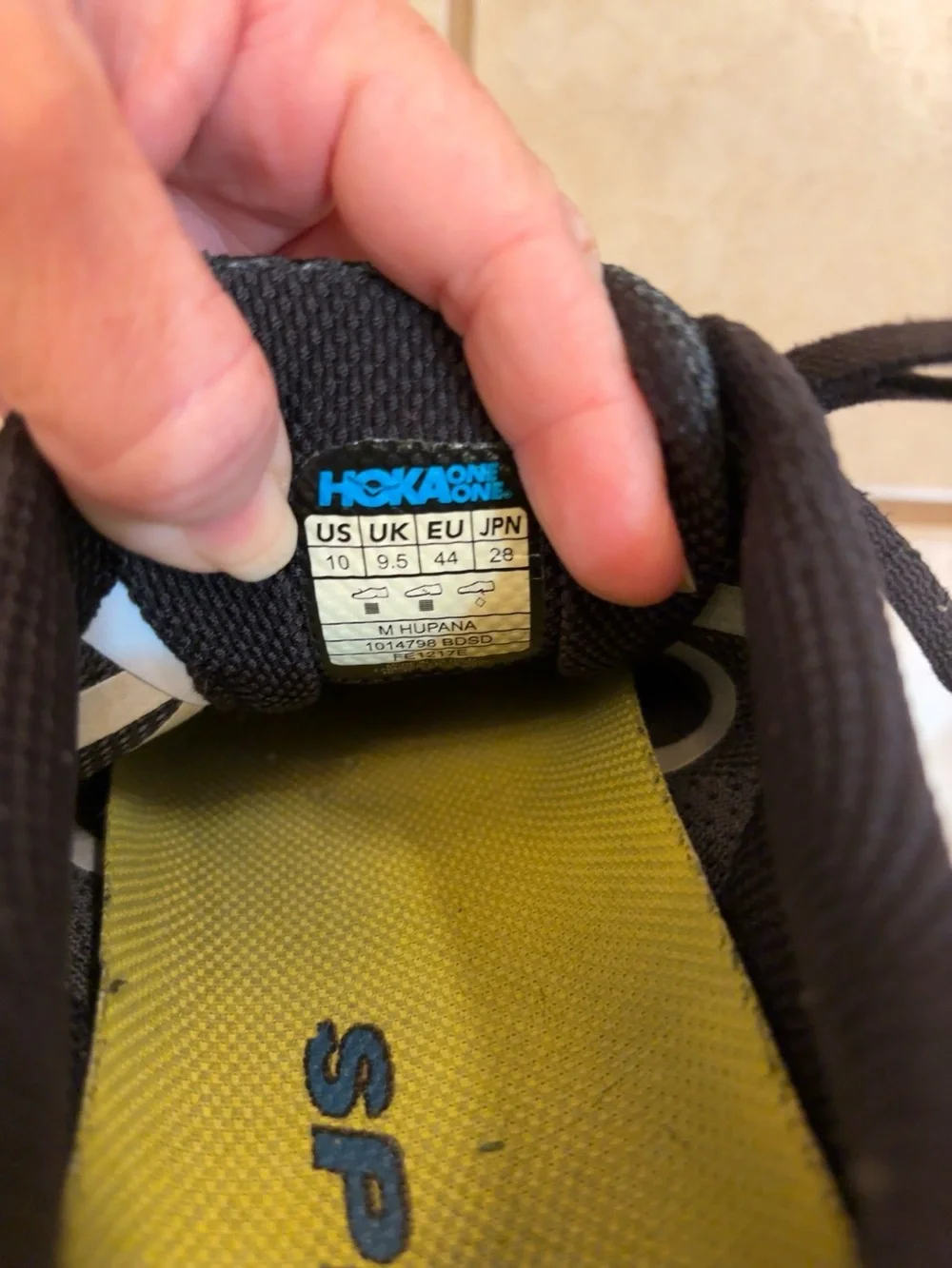 HOKA One One Hupana Running Shoes Black White Men’s Size 10